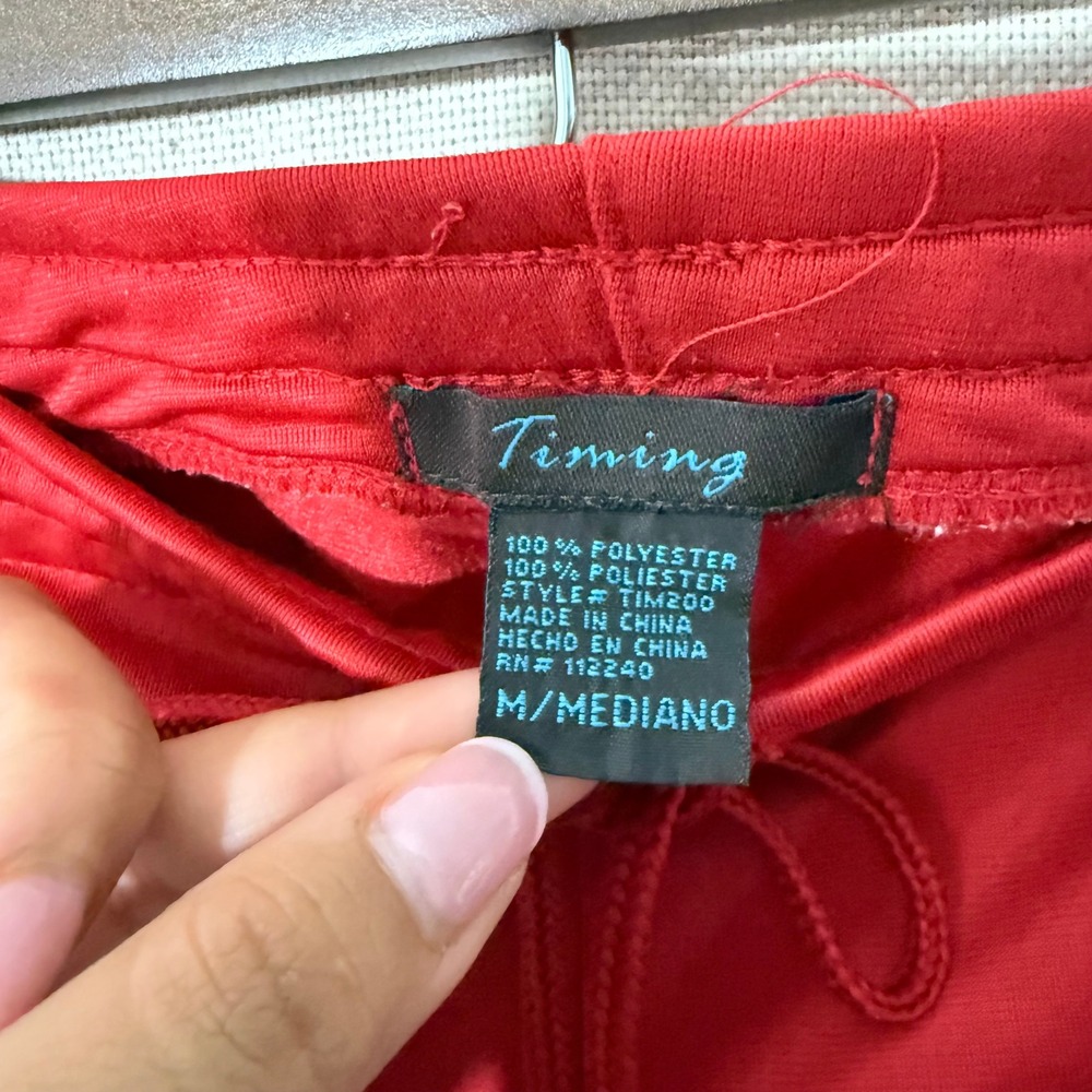 Timing Red Track Pants White Side Stripe Vintage Y2K Low Rise Sportswear Med M - Picture 2 of 6